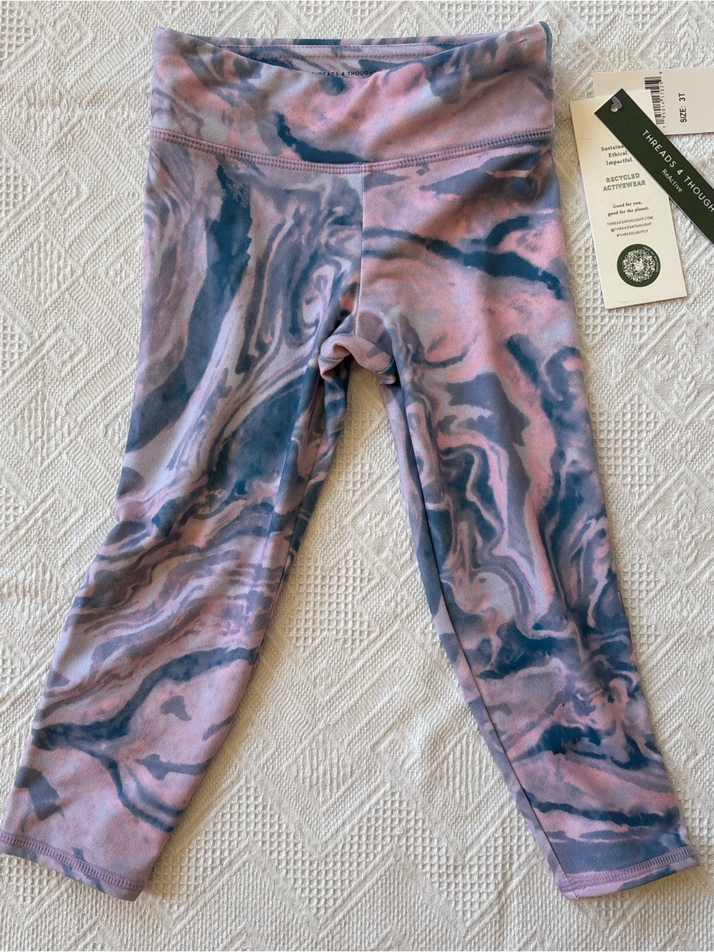 Threads 4 Thought Pink and Blue Marble Kids Leggings